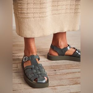 🆕FREE PEOPLE Finn Fisherman Platform Sandals-Sea Serpent color-Size 39